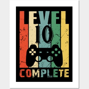 Vintage 10th Wedding Anniversary Level 10 Complete Video Gamer Birthday Gift Ideas Posters and Art